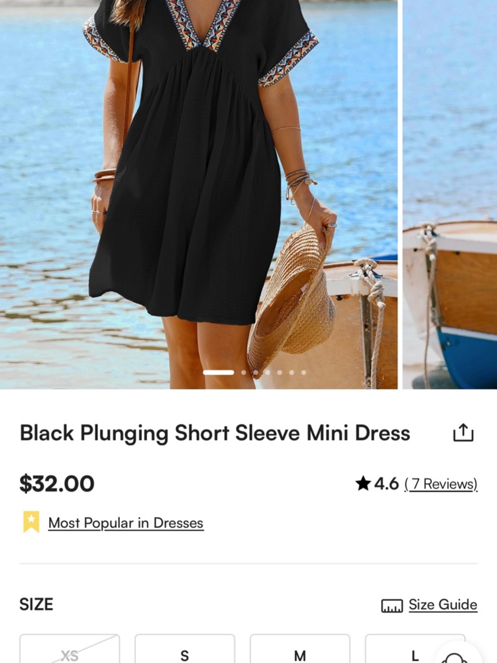 Cupshe Black V-Neck Embroidered Mini Dress - Picture 3 of 3
